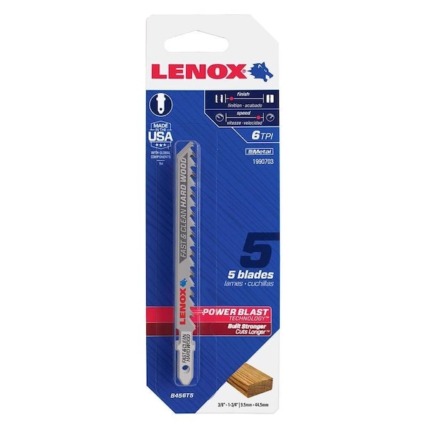 Lenox Lenox 4 in. Bi-Metal T-Shank Jig Saw Blade 6 TPI 5 pk 1990703 - main